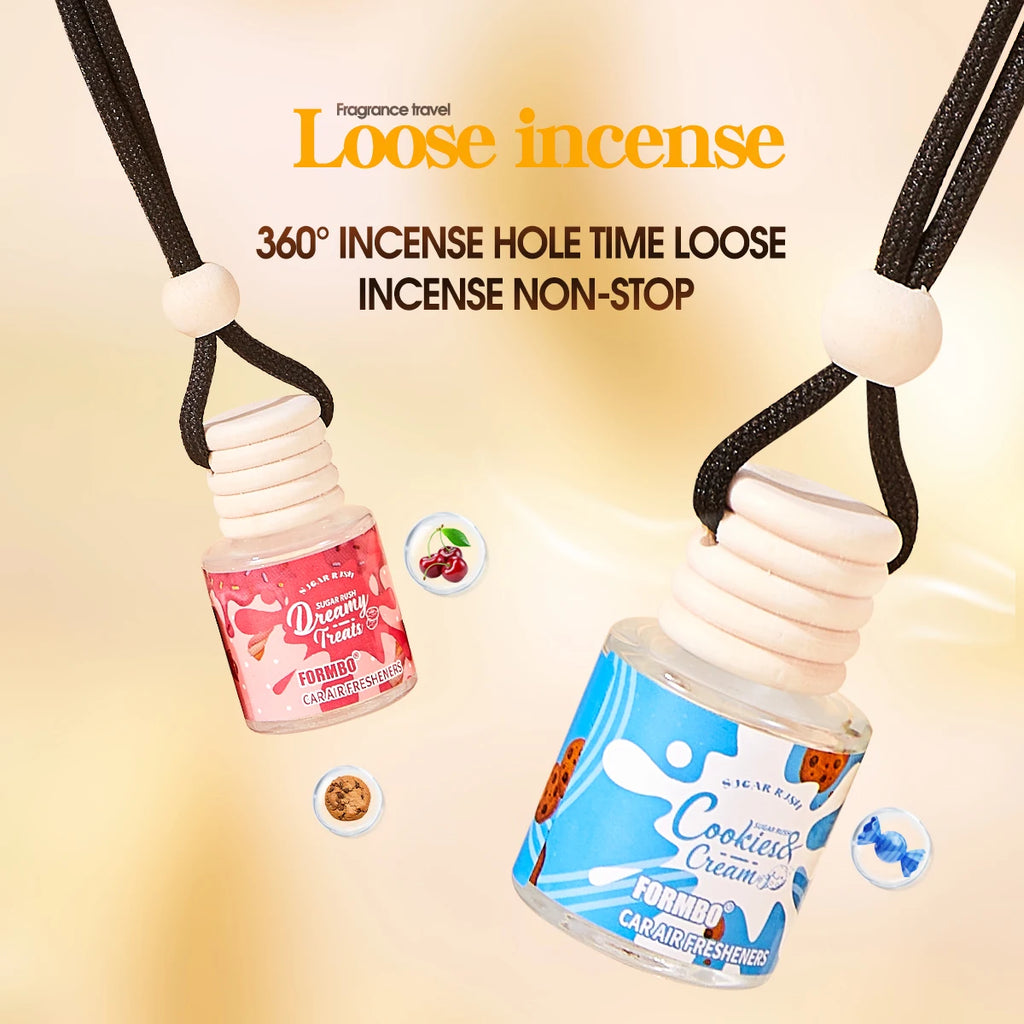 Car Air Freshener Hanging Perfume Bottle Cookies & Cream Cherry Luxe Dreamy Treats Scent Auto Rearview Mirror Pendant Deodorant