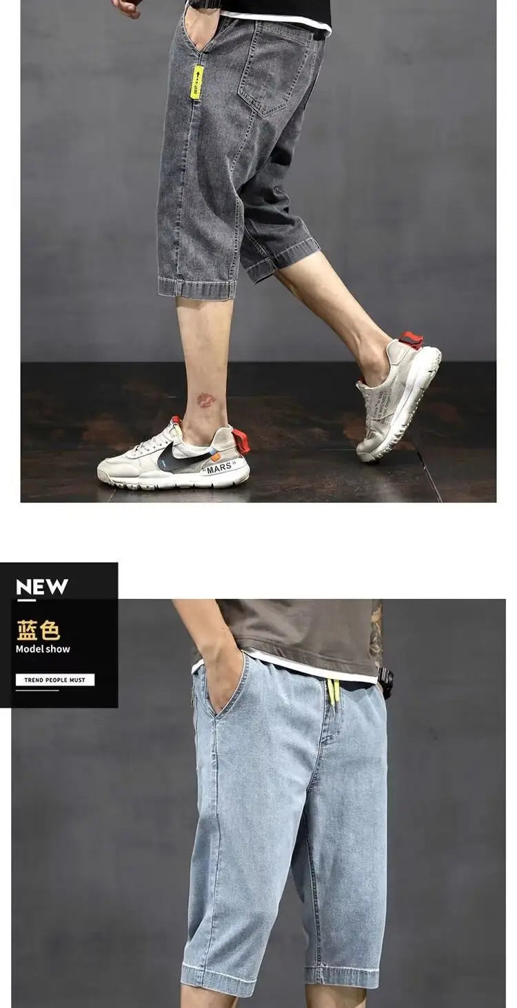 Denim Shorts Men's Summer Loose Thin Breathable Trendy Brand Workwear Handsome Casual Five-point Mid-size Pants