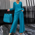 Summer New Pant Sets Fashionable V-neck Top+ Long Pants 2 Piece Set 2026 Women's Casual Loose Outfit Two Pieces Set Female Suit