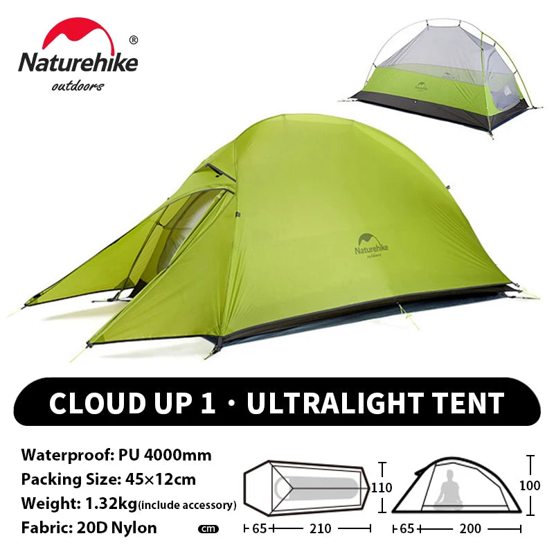 Naturehike Cloud Up 1 Upgraded Tent Ultralight Camping Tent Waterproof Outdoor Hiking Travel Tent Backpacking Cycling Tent