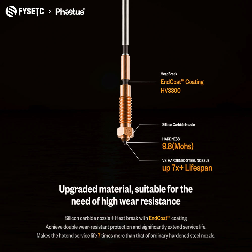 For Phaetus Sic Nextruder Prusa MK4 Upgraded Nozzle 0.4/0.6MM MK4S suitable for high wear Resistance 3D printer part