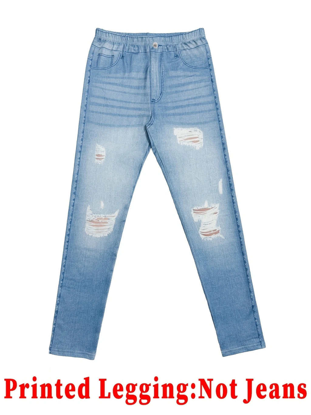 Women Printed Leggings Not Denim Fabric, Fake Pocket & Button Print Design Pants, High Elastic Fashion Slim Fit Skinny Casual