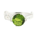 925 Sterling Silver Solitaire Peridot Quartz Prong Set Ring For Women