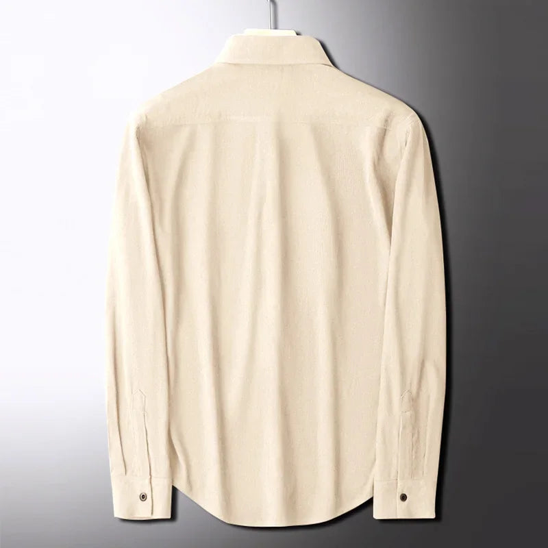Autumn and Winter Men's New Corduroy Long Sleeved Shirt Solid Color Comfortable Casual Versatile Top
