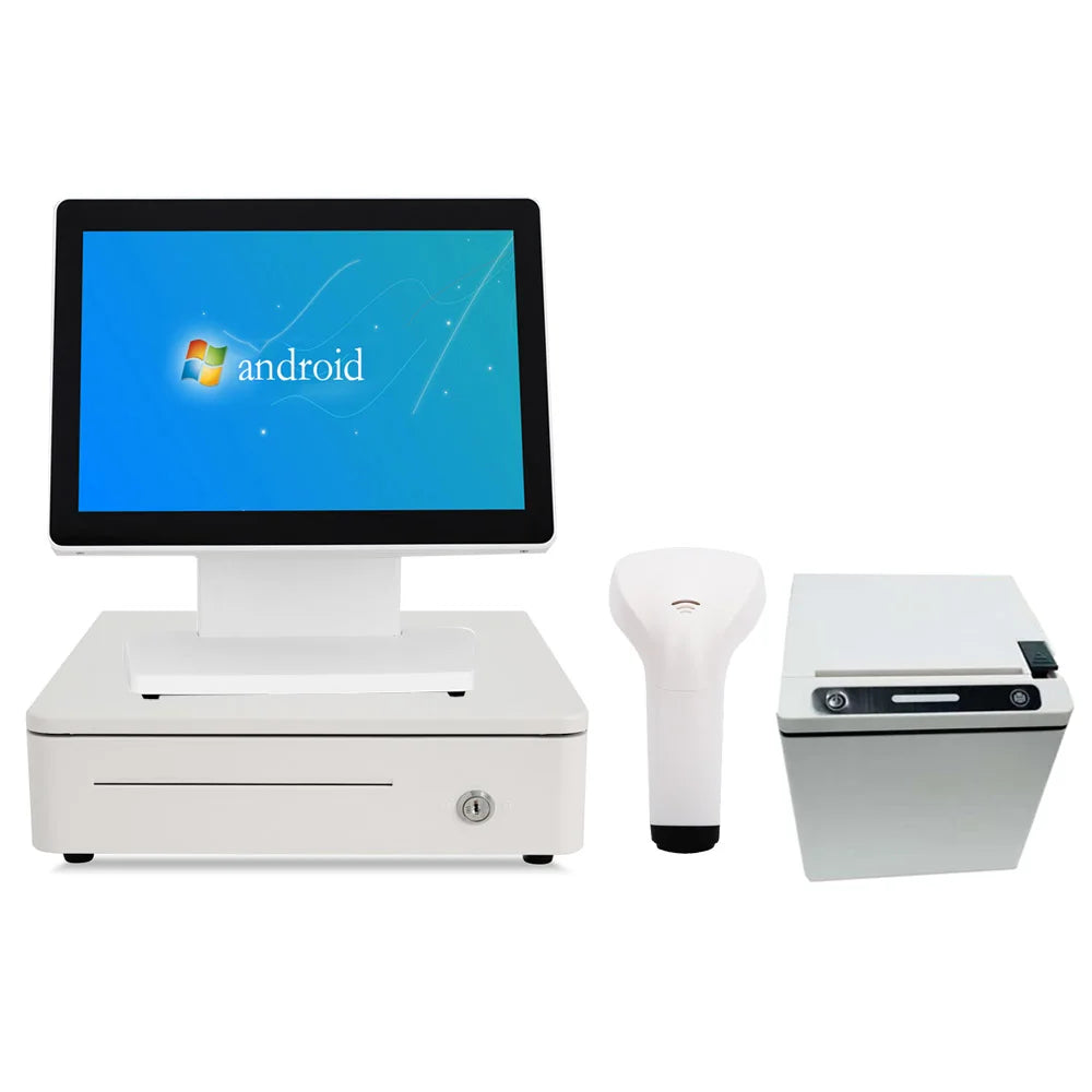 14 Inch All in One POS Cash Register Dual Screen Pos Syste for Coffee Shop Superarket Support Restaurant Run Any Software
