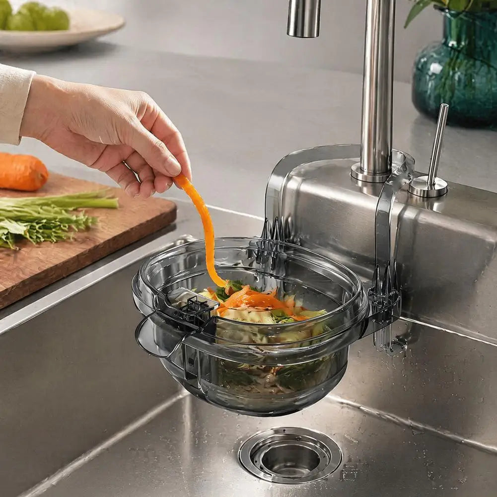 Kitchen Sink Garbage Organizer Hanging Sink Drain Basket with One-press Food Catcher Capacity Plastic Strainer Kitchen