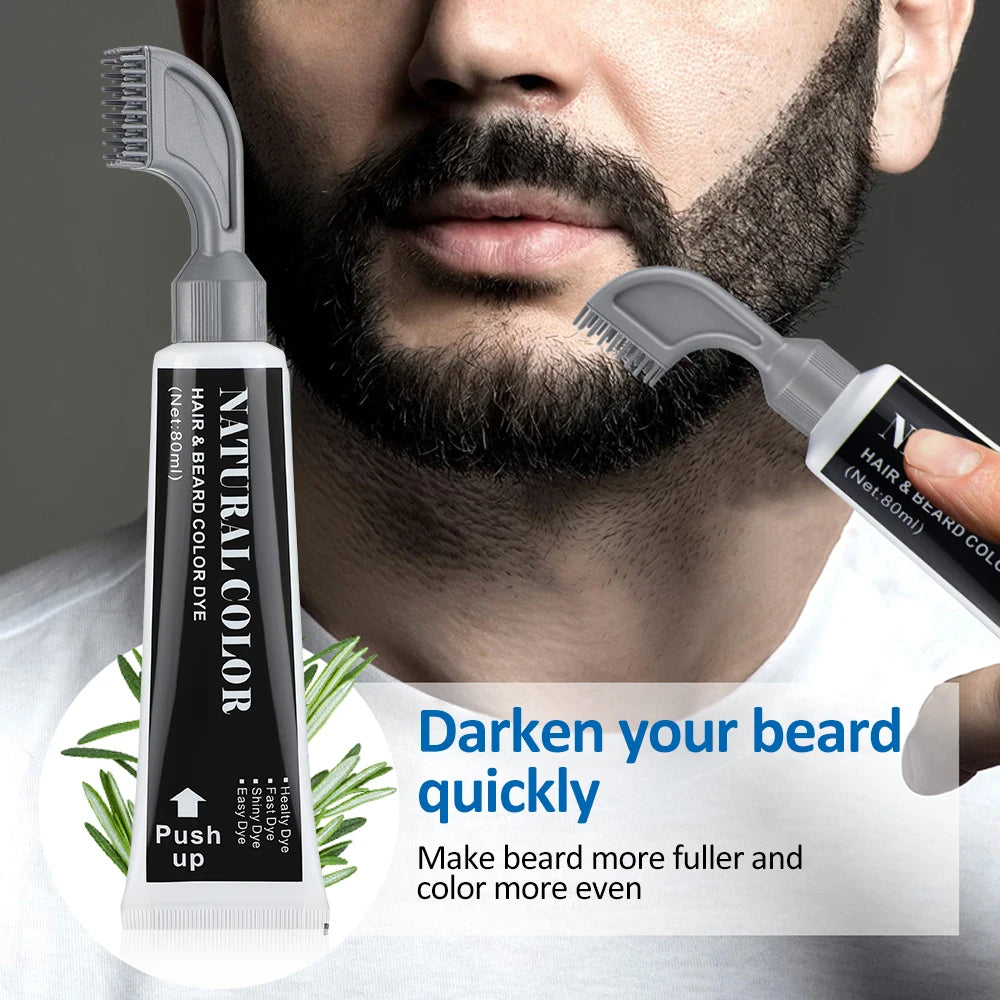 Black Beard Dye Shampoo For Man 3 Minutes Fast Coloring Beard Hair Dye Cream Cover White Grey Natural Plant Beard Color Shampoo
