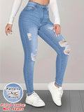 Women Printed Leggings Not Denim Fabric, Fake Pocket & Button Print Design Pants, High Elastic Fashion Slim Fit Skinny Casual