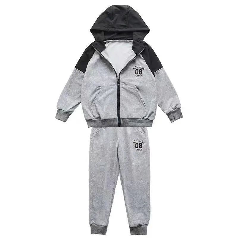 Spring Autumn Teenage Boys Clothing Set Letter Hooded Jacket + Pants 2Pcs For 5-14 Years Kids Tracksuits Children Casual Outfits