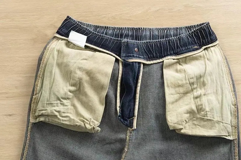 Wholesale 2022 New Denim Men's Stretwear Beam-legged Harem Pants for Young Students Loose Drawstring Sweatpants Baggy Jeans