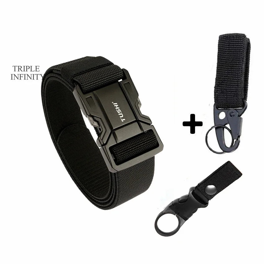 Quick Release Military Tactical Belts With Metal Buckle Durable Elastic Waist Belt Men Outdoor Training Stretch Strap For Pants