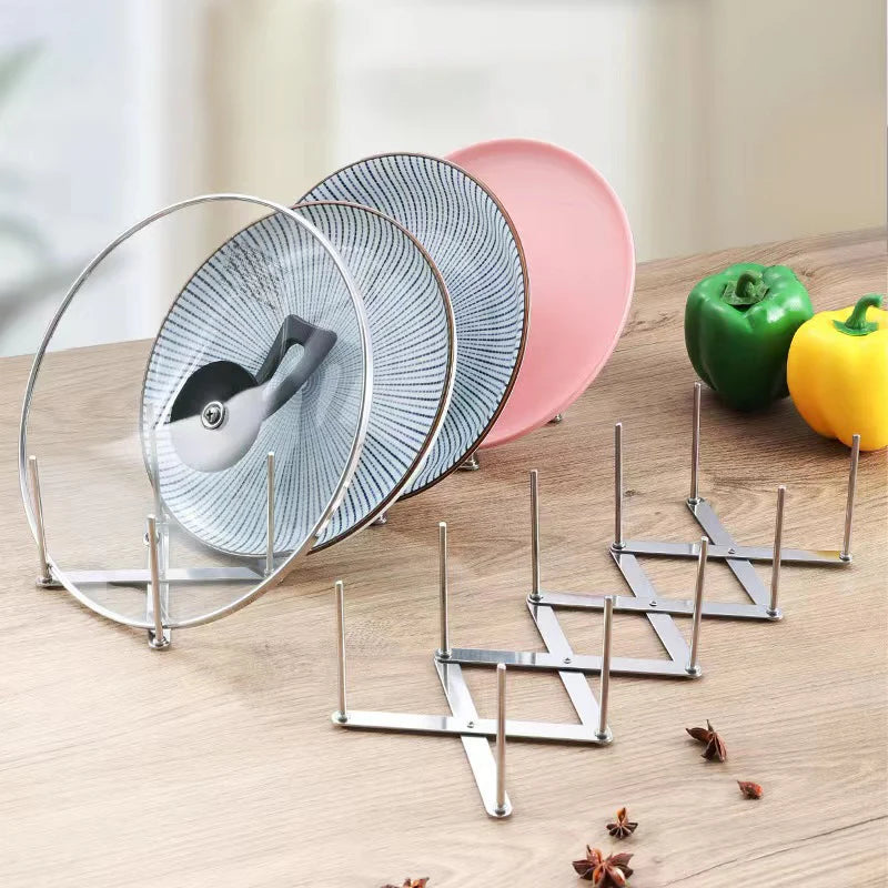 Pan Lid Organizer, Pot Lid Holder, Adjustable Pot Lid Organizer, Cabinet Door Pot Plates Dishes Rack Holder Containers Shelf