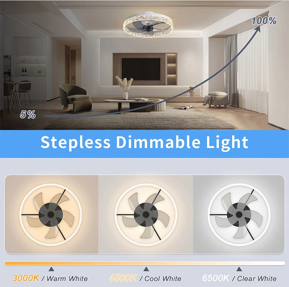 IRALAN Ceiling Fans with Remote Control and Light Suitable for Indoor Study White and Black Lighting Smart Electric Fan