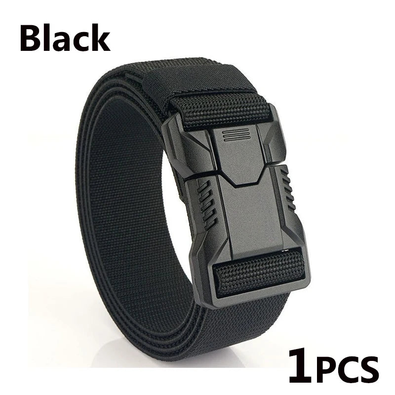Nylon Tactical Belt Men Automatic Buckle Quick Release Military Belt Outdoor Casual Workwear Training Pants Heavy Duty Web Belt