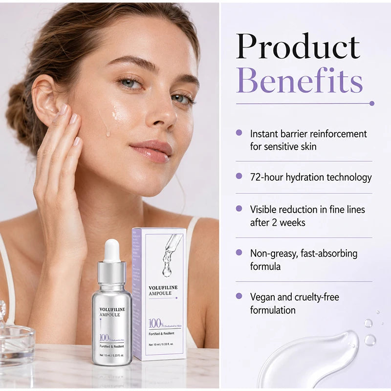 100% Pure Volufiline Plumping Ampoule Serum, Skin Care Essential for Facial Volume & Even Skin Tone, Fast-Absorbing Hydrating