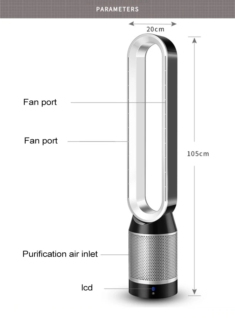 42 Inch Air Purification Circulation Bladeless Fan Ultra-Quiet Dormitory Desk Floor Electric Fan Tower Fan Bladeless Room Fan