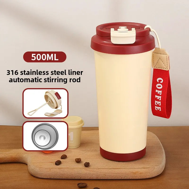500ml Stainless Steel Coffee Milk Leak Proof Stir Cup Outdoor Office Business Portable Type-C Charge Automatic Self Stirring Mug