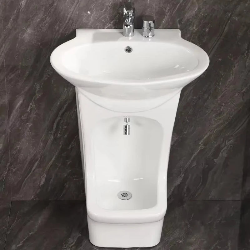 Ceramic Floor Mounted Wash Basin Pedestal Foot Washing Sink