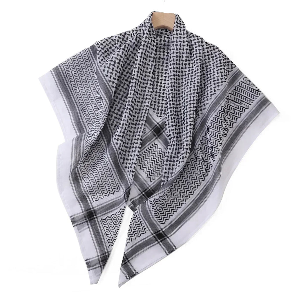 Arab Shemagh Muslim Keffiyeh Head Wrap Tactical Desert Head Neck Scarf Military Shawl Arabic Scarf Headwear with Agal Rope