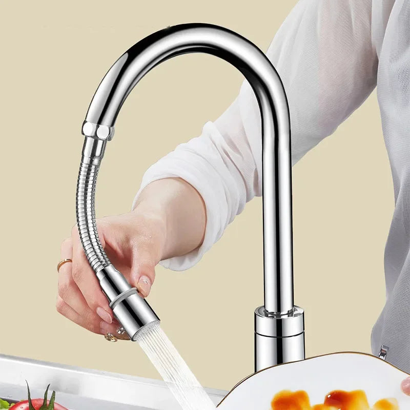 1080° Rotation Stainless Steel Kitchen Faucet Sprinkler Extender Bubbler Water-saving Device Lengthening Splash Sprinkler Spray