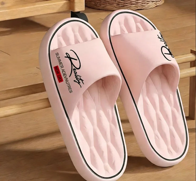 Summer New EVA Anti-Slip Bath Slippers Women Indoor Home Shoes Couple Massage Waterproof Odor-Resistant Thick Bottom Slippers