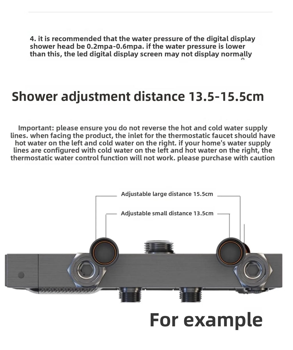 Luxury Shower System for Bathroom Wall Mount Smart Temperature Display Rainlfall Shower Faucet Set Piano Key 4 Ways Water Outlet