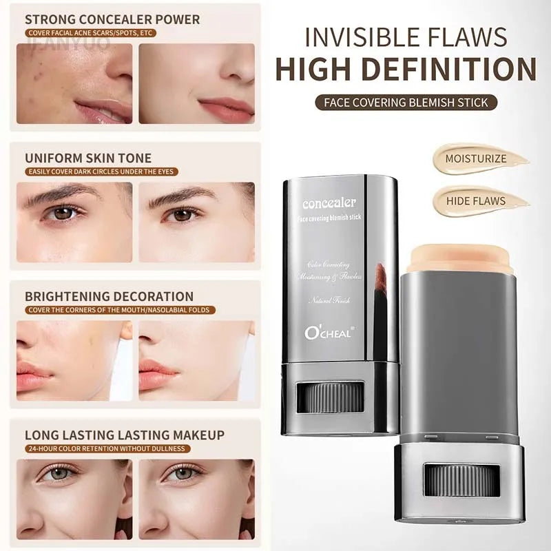 Matte Foundation Cream Stick Boosted Skin Tint Silky Texture Moisturizing Lasting Coverage Concealer Base Even Skin Tone Makeup