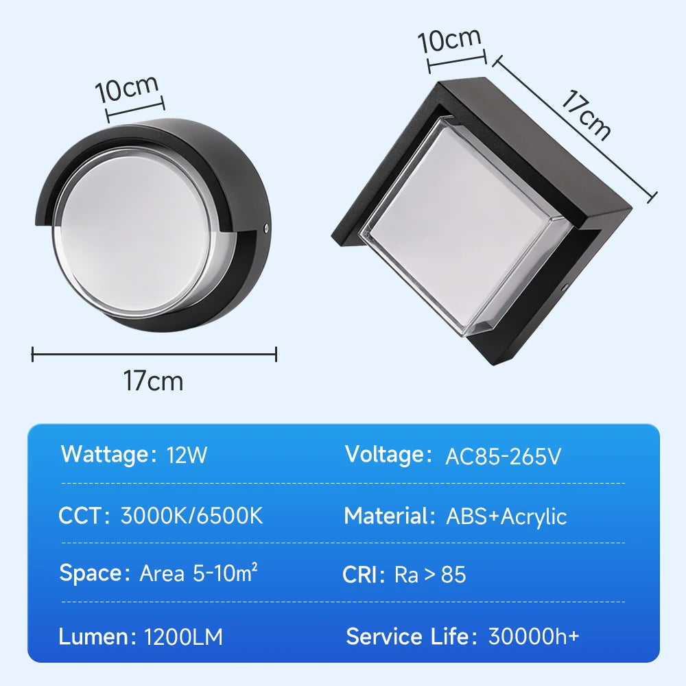 Outdoor Wall Light 85-265V IP65 Waterproof 25W 12W Garden Corridor Balcony wall lamp courtyard Decor Warm Light exterior Stairs
