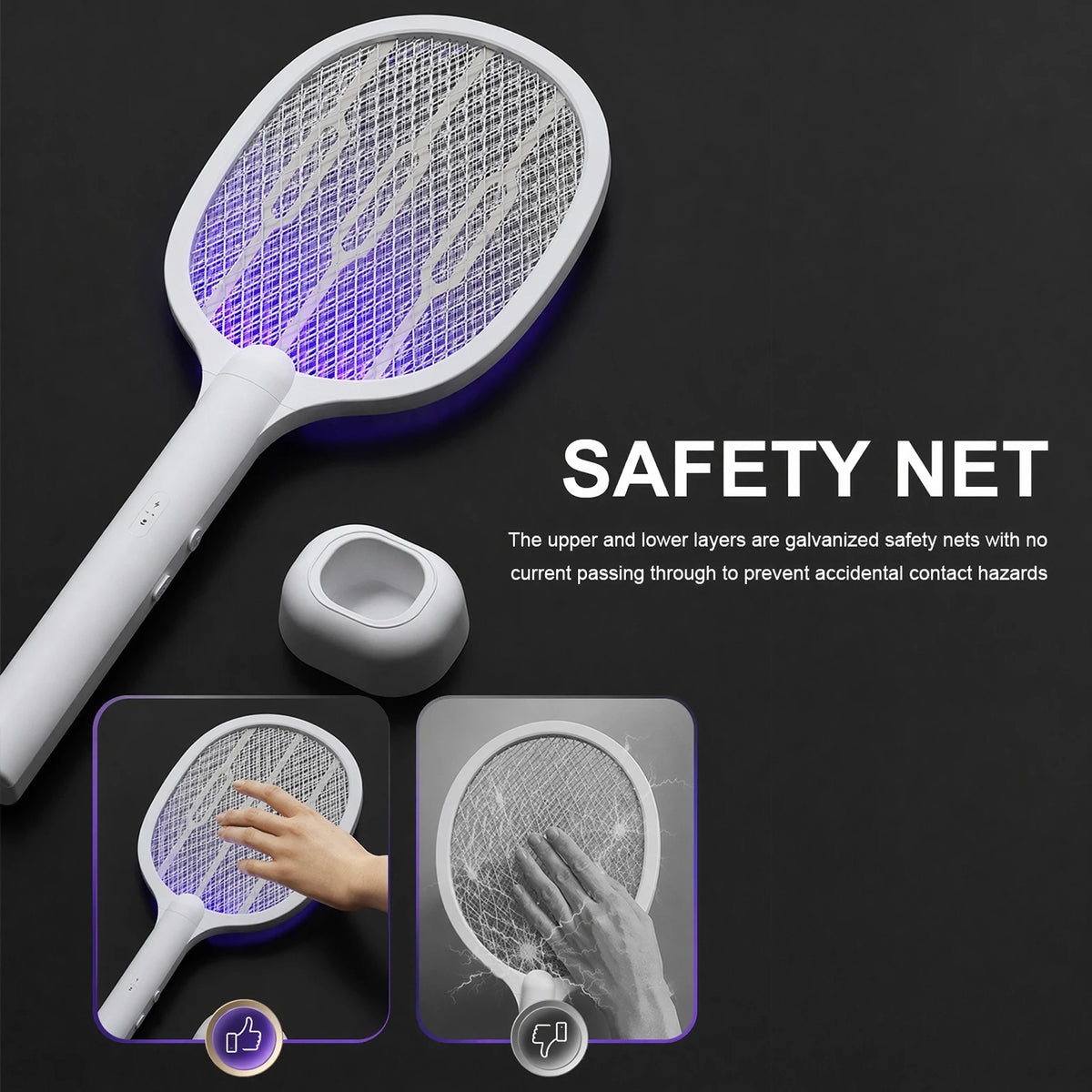 2 In 1 Electric Mosquito Swatter Mosquito Killer Lamp Killer Insect Killer 3000V USB Rechargeable Mosquito Killer Fly Killer