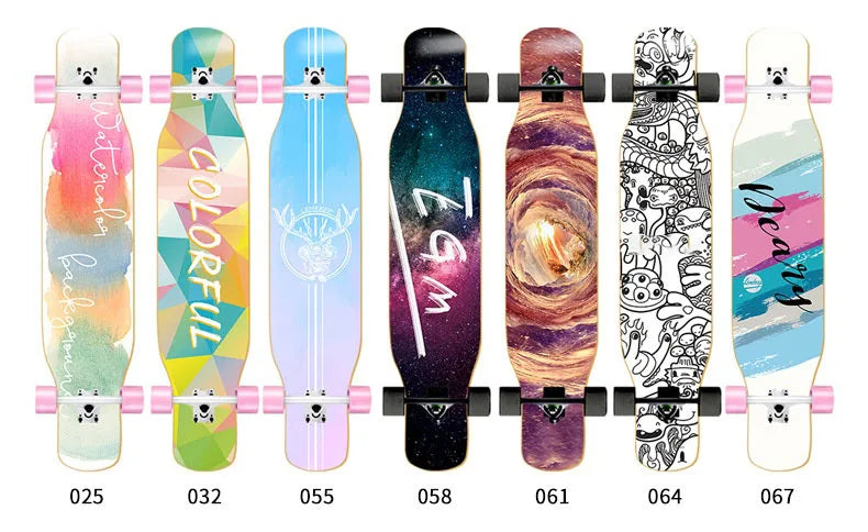 44-inch longboard skateboard for beginners, men, women, adults, professional double-kick dance board, youth maple wood four-whee