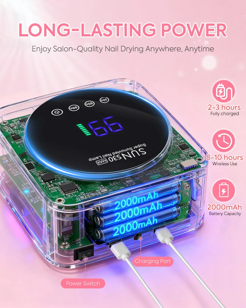 180W UV LED Nail Lamp 57LED Rechargeable Nail Dryer For Curing Polish Gel Wireless Manicure Machine With Smart Sensor Salon Tool