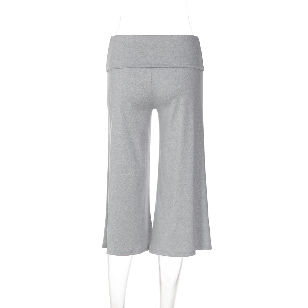 Dulzura Women'S Solid High Waist Slim Fit Calf-Length Pants Casual Versatile Flare Long Pants Party Club Street Summer Clothes