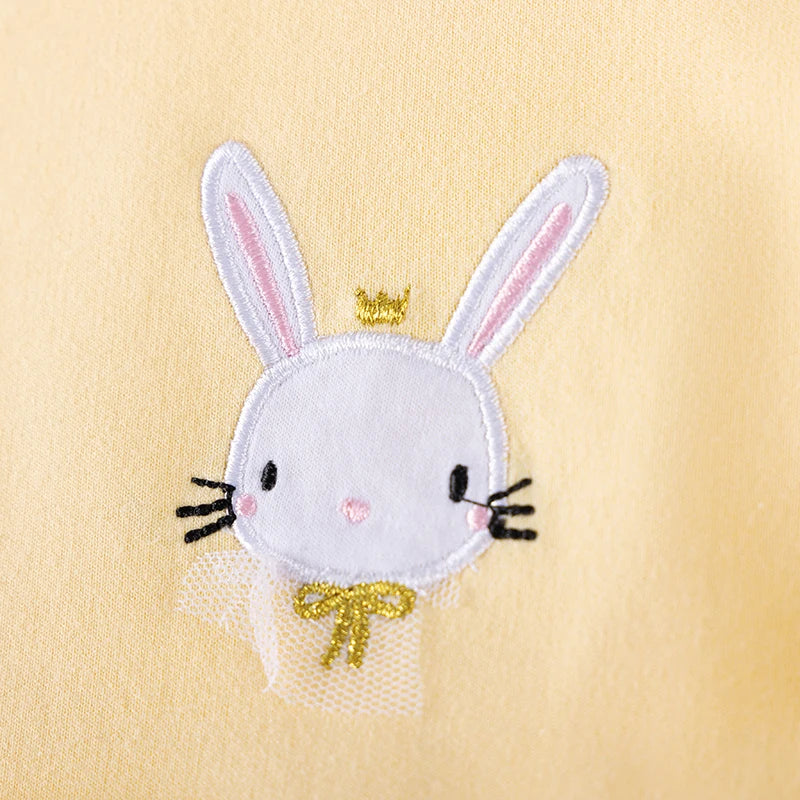 Little maven Baby Girls 2025 New Autumn Spring Children's Clothing Cartoon Rabbits Long Sleeve Striped Dress for Kids Clothes