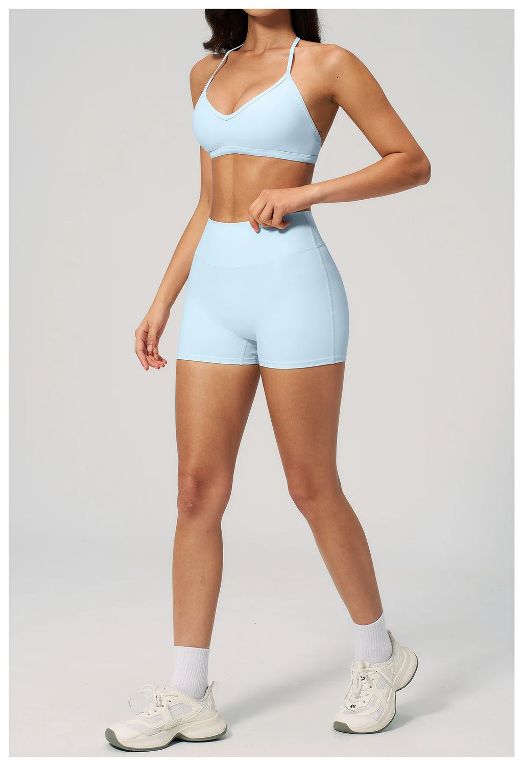 2 Pieces Yoga Set Women Tracksuit Backless Halter Tops High Waist Shorts Gym Suits Fitness Sportswear Workout Sets Athletic Wear