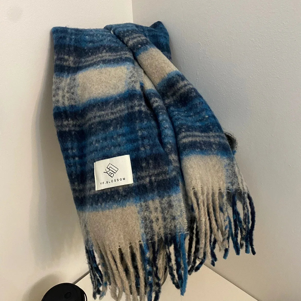 Maillard Womens Reversible Scarf Plaid  Windproof Insulation,personality,Winter Shawl Wrap Oversized Tartan Stripe Fringe Scarve