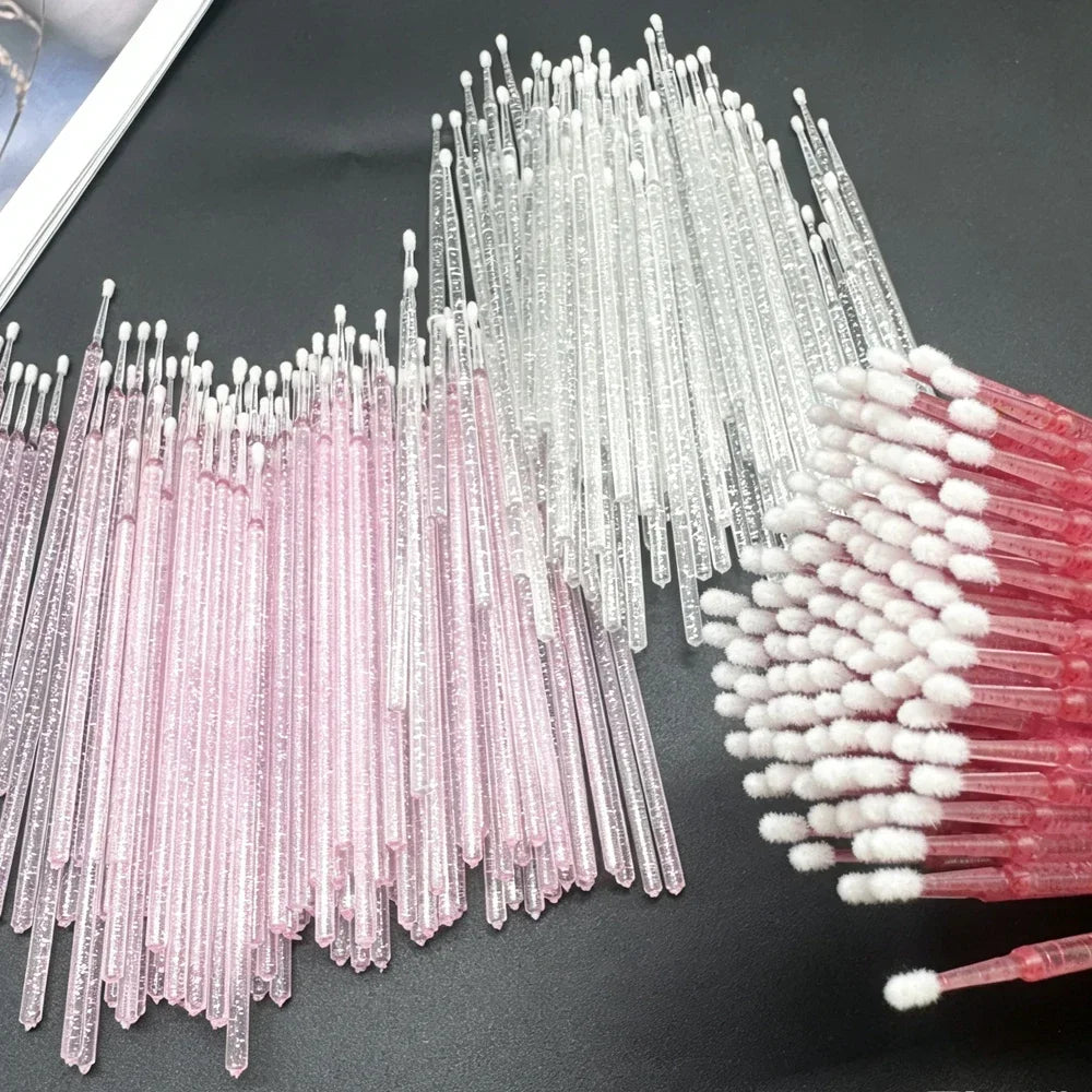 100PCS Crystal Micro Brush Disposable Lashes Removing Swab Mascara Wands Applicator Eyelash Extension Brushes Makeup Tools