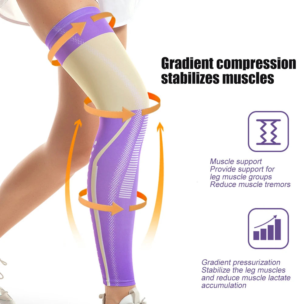 1PCs Compression Leg Sleeves Full Length for Varicose Veins Running Cycling Sports UV Protection Knee Support for Women Men