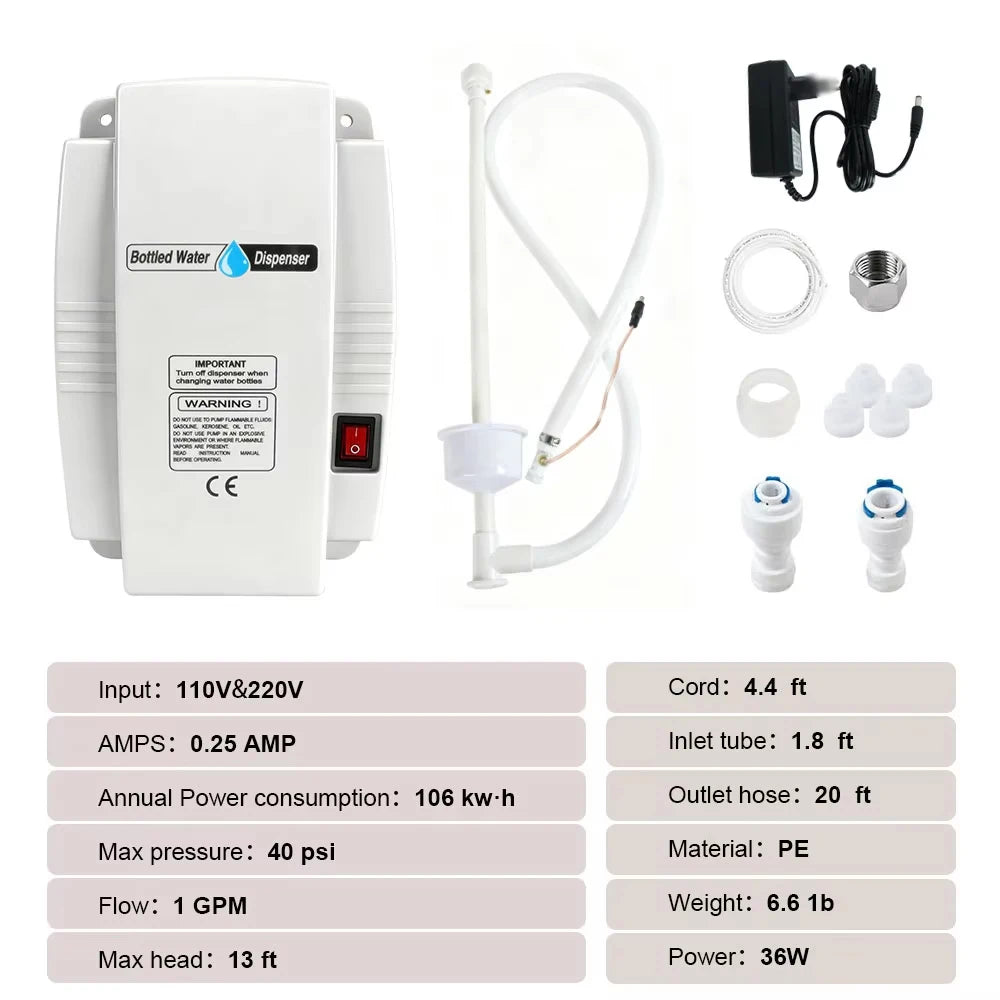 Automatic Bottled Water Pump 3.8L/min Flow Under Sink Electric Drinking Water Dispenser System for Home Self Priming Water Pump