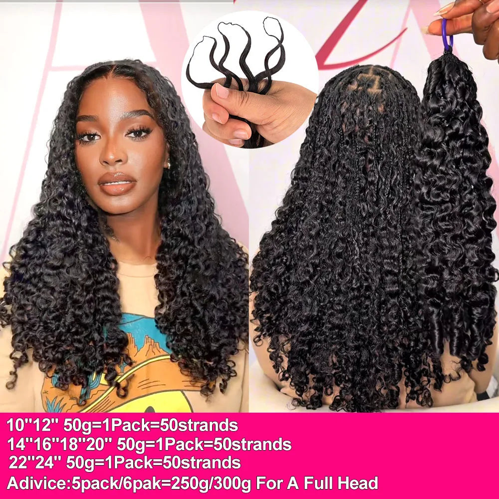 Burmese Curly Pre-Separated Miracle Knots Crochet Human Hair Extensions Boho Braids Feathered Human Crochet Hair For Braiding