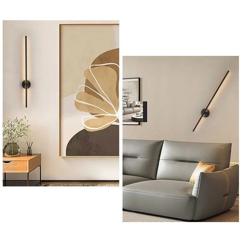Nordic LED Wall Lights with Touch Dimmable Switch Black 40/55/60/80/100cm Interior LED Wall Lamps Wall Sconce Lighting Fixtures