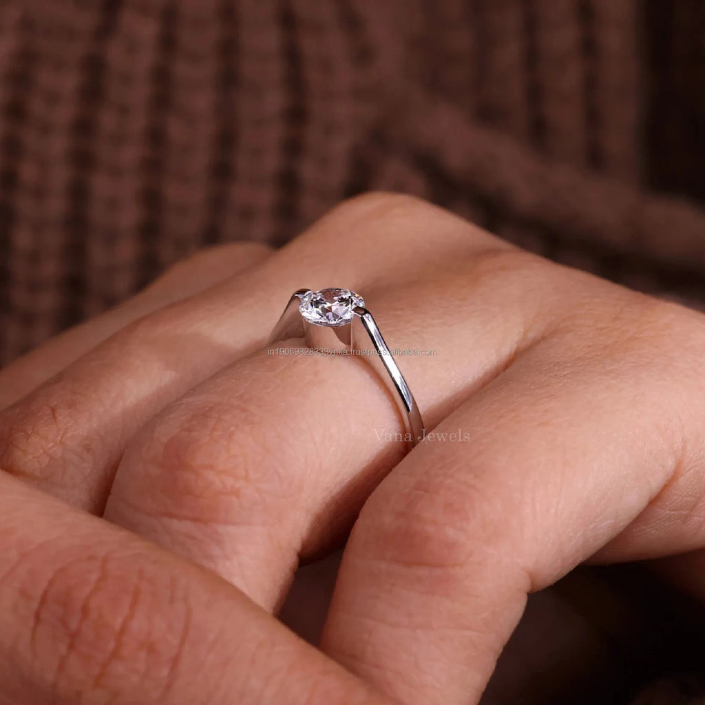 Solitaire Engagement Ring Cut Lab Grown Diamond White Gold Wedding Anniversary Promise Ring Women's 14k Solid Gold IGI Certified