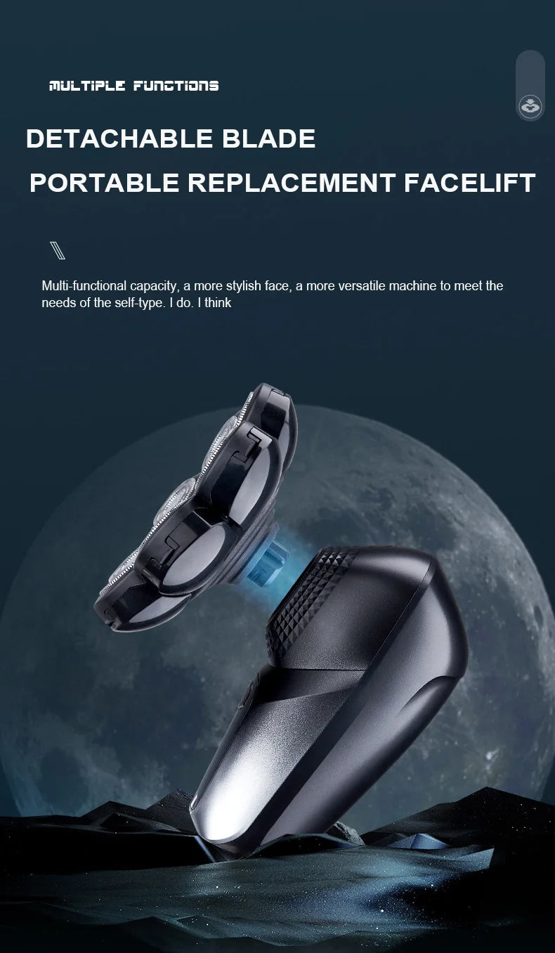 6-In-1 Electric Head Shaver for Bald Men 7 Blades Floating Razor Hair Trimmer USB Recharge LED Display Beard Shavers Waterproof