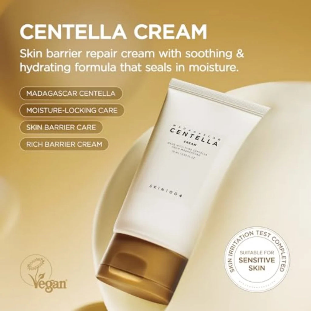 SKIN1004 Madagascar Centella Cream Soothing Repair Face Moisturizer for Sensitive Acne Prone Skin,Korean SkinCare Gel Cream 75ml