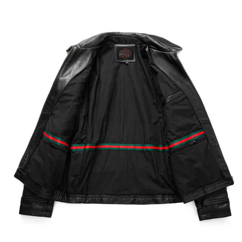 Motorcycle Leather Jacket Men's Windproof And Rainproof Off-road Motorcycle Riding Jacket Leather And Cowhide Slim Fit Jacket