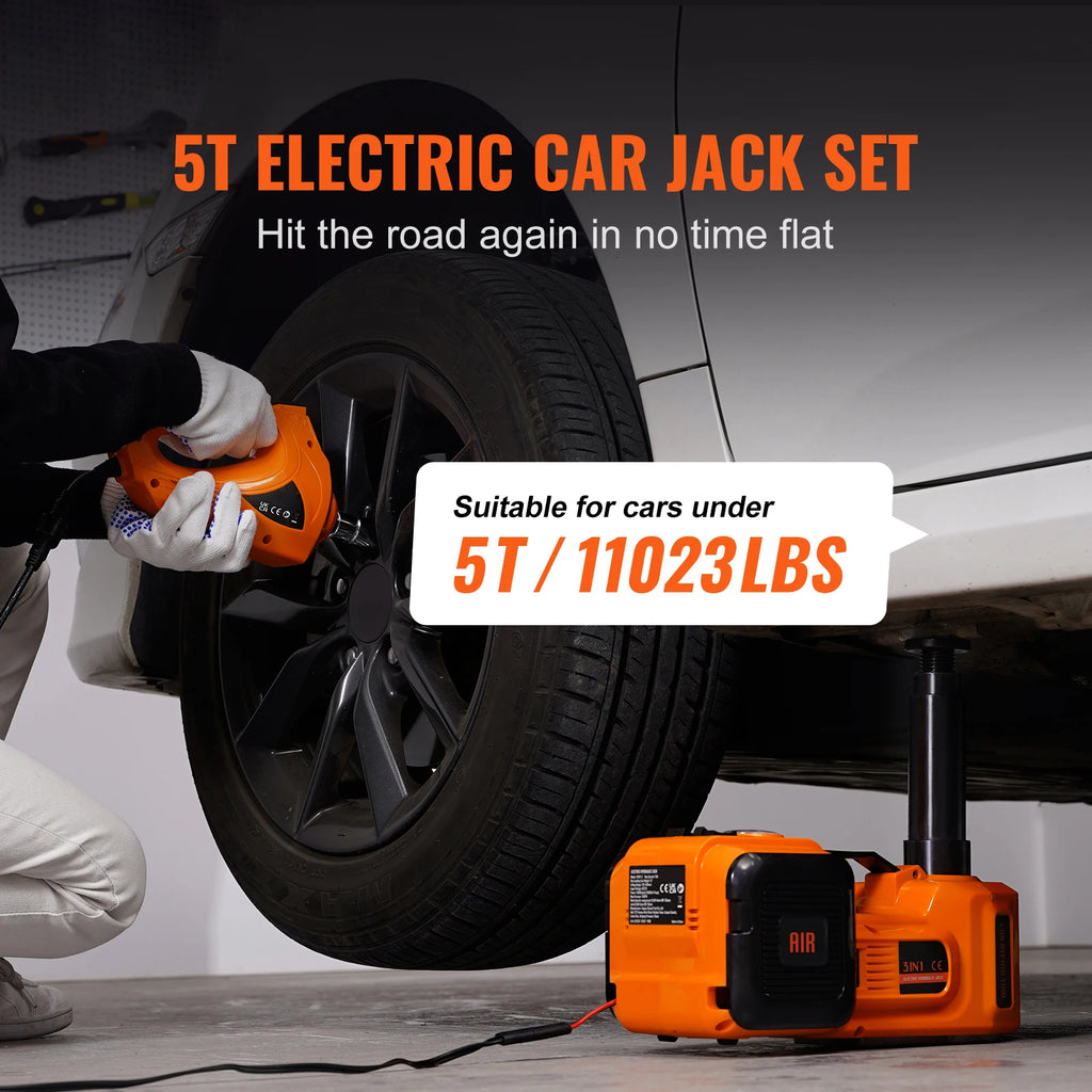 SucceBuy 5 Ton Electric Car Jack Hydraulic Jack with Electric Impact Wrench Portable Car Lift  for SUV Sedan Truck Change Tires