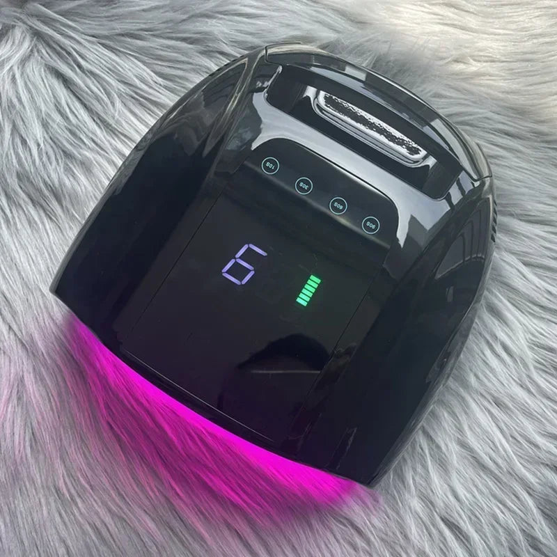 Dual Light Source Rechargeable Nail Lamp with Mirror Bottom Cordless Gel Polish Dryer Pedicure Machine Wireless Nail UV LED Lamp