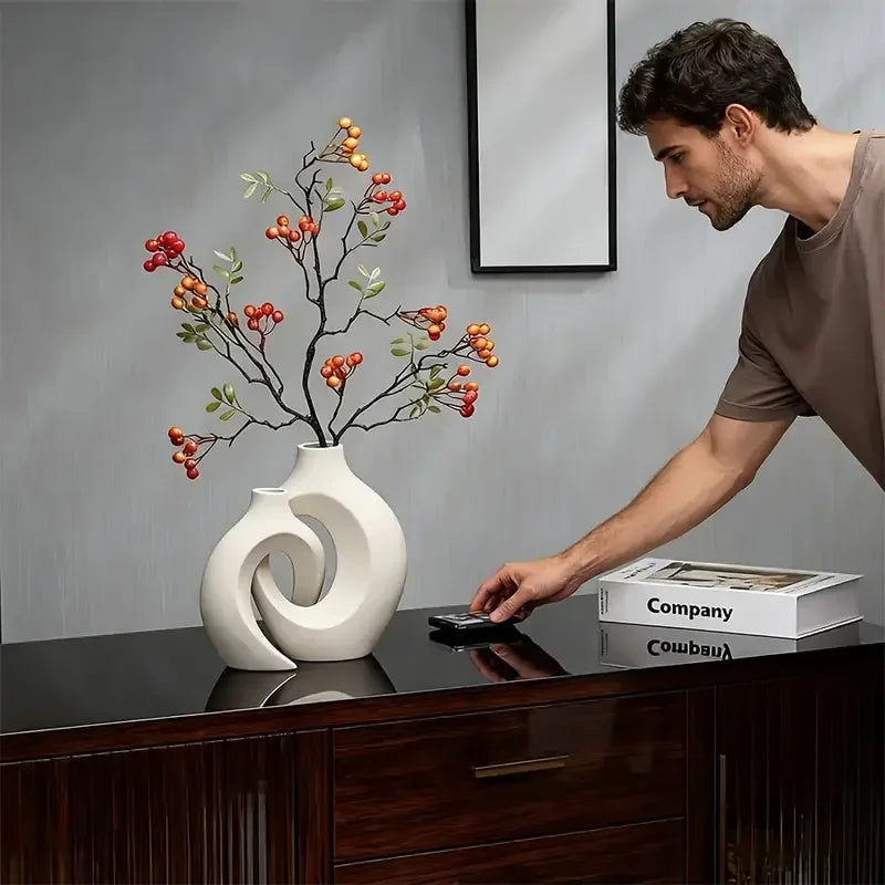 A Top-quality Plastic Vase Hollow Nordic Modern Vase Modern Home Decor Living Room Bookshelf Place Vases