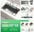 2026 Tiktok Newest Design 30 Inch Waterfall Faucet Black Bionic Honeycomb 304 Stainless Steel Big Single Bowl Kitchen Sink