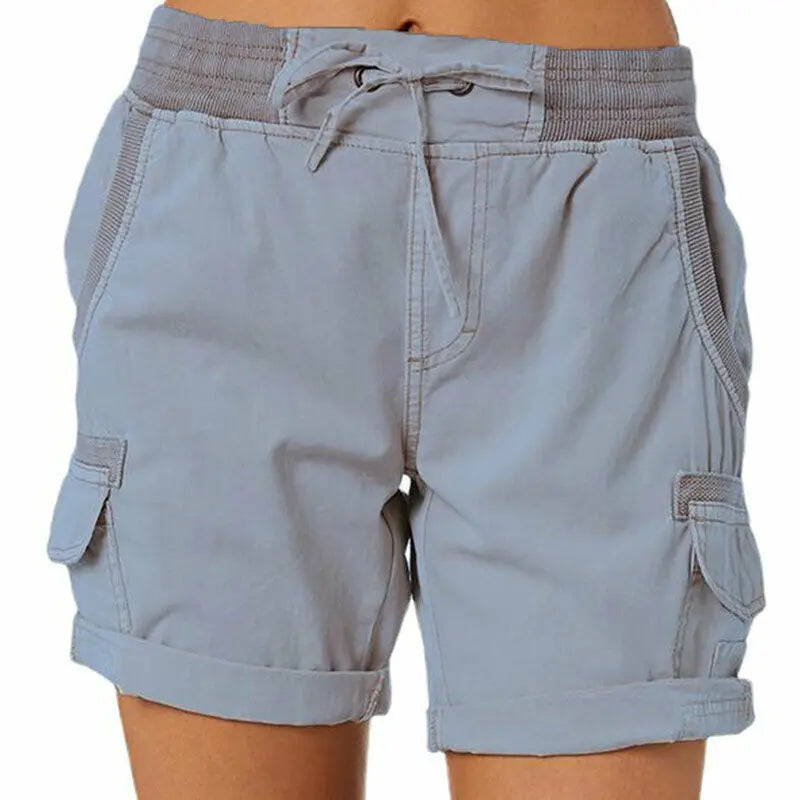 Womens Cargo Pants Shorts Soft Comfortable Casual Cotton Elastic Waist Shorts Summer Bottoms Jeans High Waisted Cargo Pants