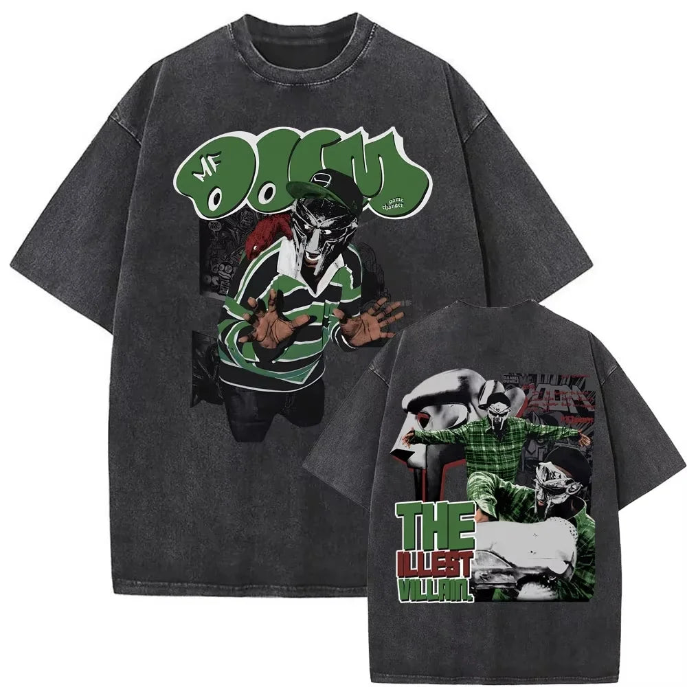 2025 Washed Vintage Rapper Mf Doom MM FOOD Graphic Print Tshirt Men Women Hip Hop Fashion T-shirts Male Casual